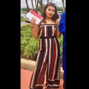 Striped wide pant jumpsuit